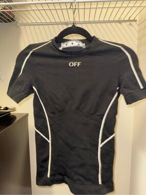 Off-White Black Short-Sleeve Tee with White Piping